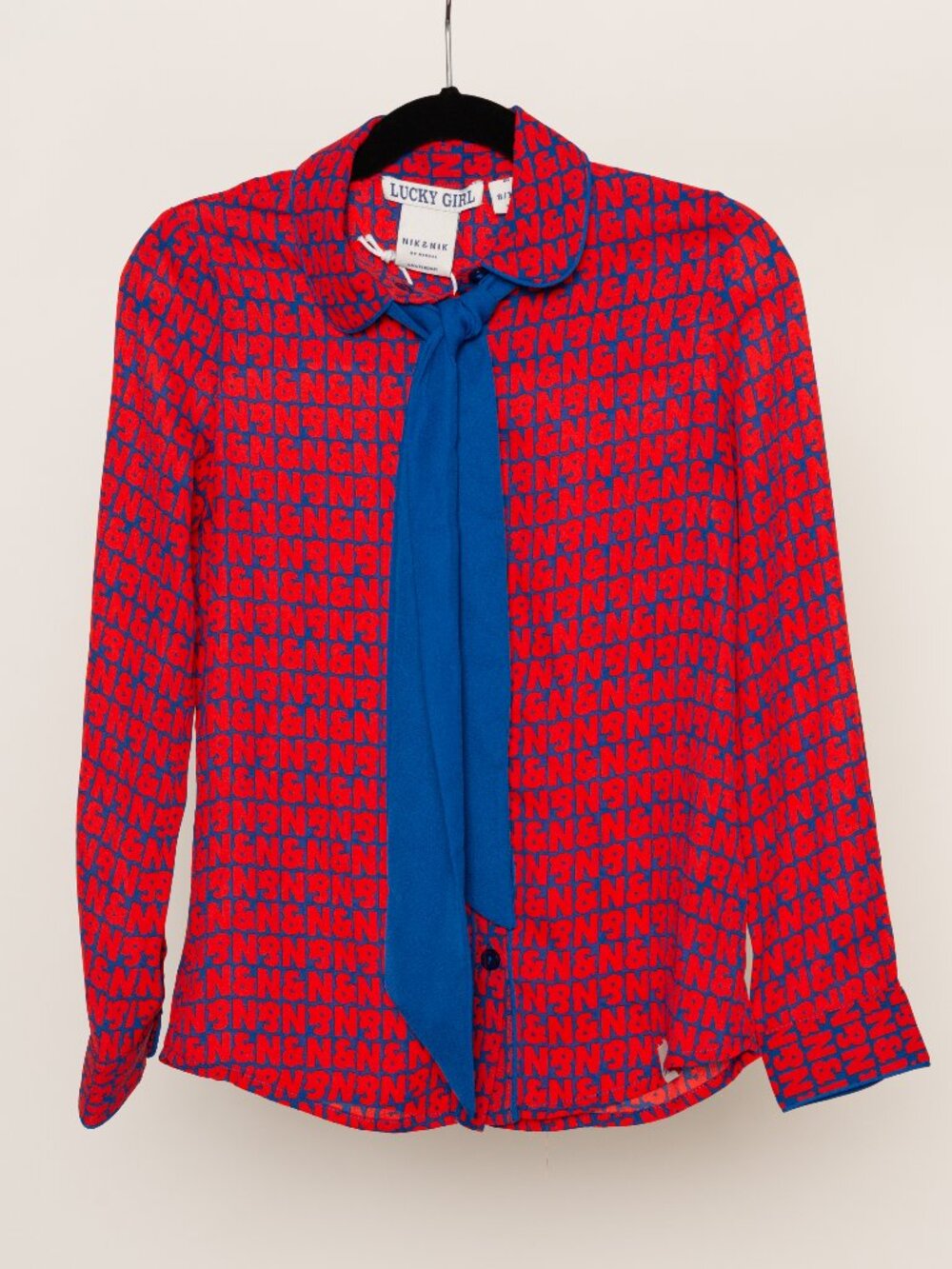 Nik & Nik Girls Red Crepe Chiffon Tie Neck Blouse Size 8 New With Tags NWT